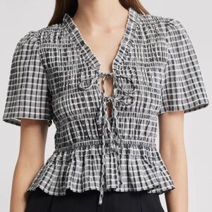 Gingham Seersucker Checkered Women's Tie Top